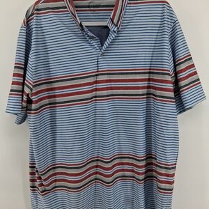 ZYIA Light Blue Polo with Red and Gray Stripes